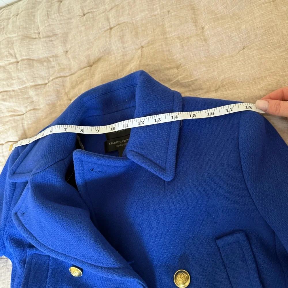 J. Crew Stadium Cloth by Nello Gori Royal Blue Wool Double Breasted Coat Size 2 - Picture 15 of 16